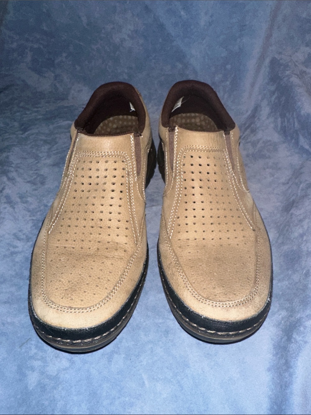 Rockport Men's Perforated Slip-On Suede Loafers - Beige/Brown Size 9